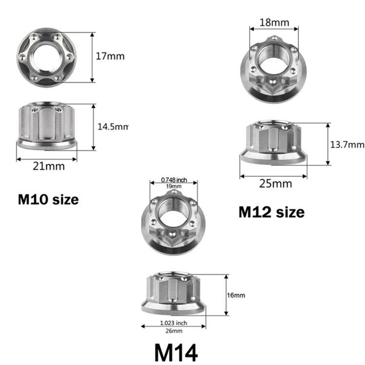 titanium flange hex nut size